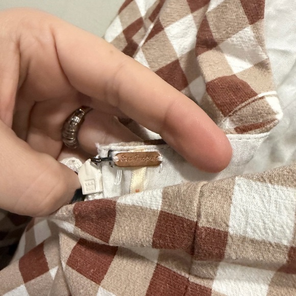 Free People Cecil Checker Print Halter Neck Drop Waist Mini Dress - Picture 6 of 6